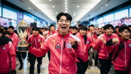 冠军战队GEN返韩，数百粉丝机场接机